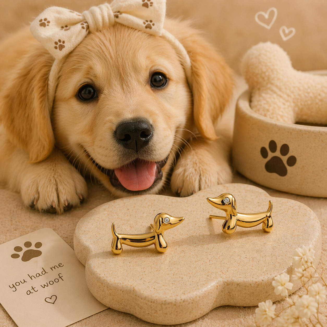 Pawfect Pup Gold Studs