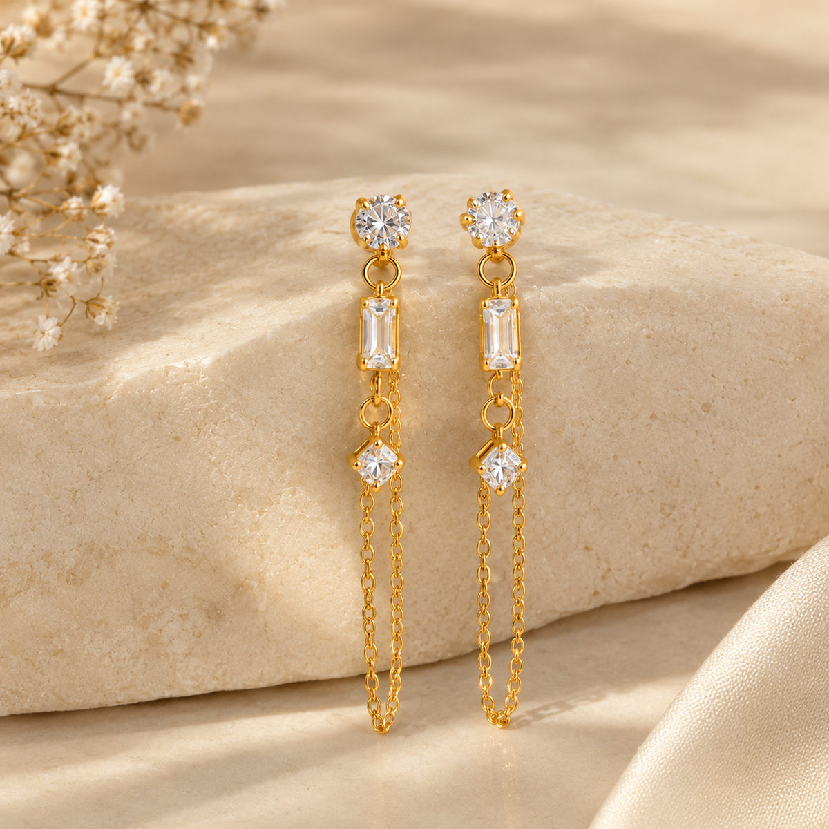 Celestial chain earrings